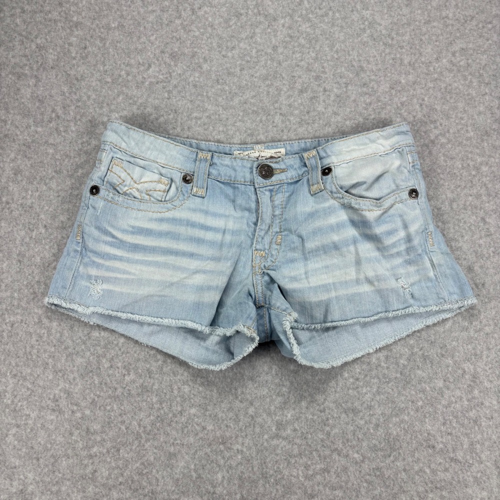 Big Star Denim Shorts Womens 31 Blue Liv Low Rise Cut Off Frayed Y2K Whiskering